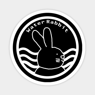 Water Rabbit White Line Chinese Zodiac Magnet